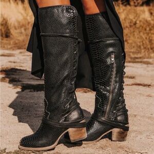 Freebird by Steven Black Snakeskin Over the Knee Boots